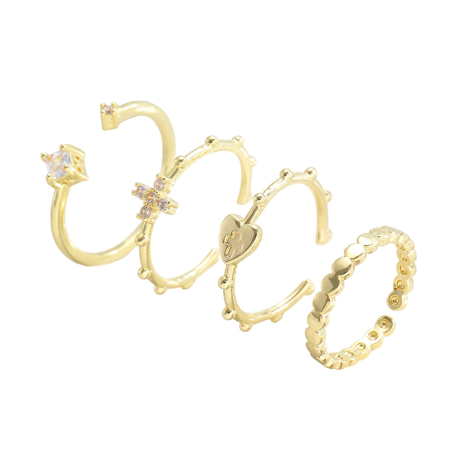 Wholesale Copper-plated man-made pearl wave design open ring set