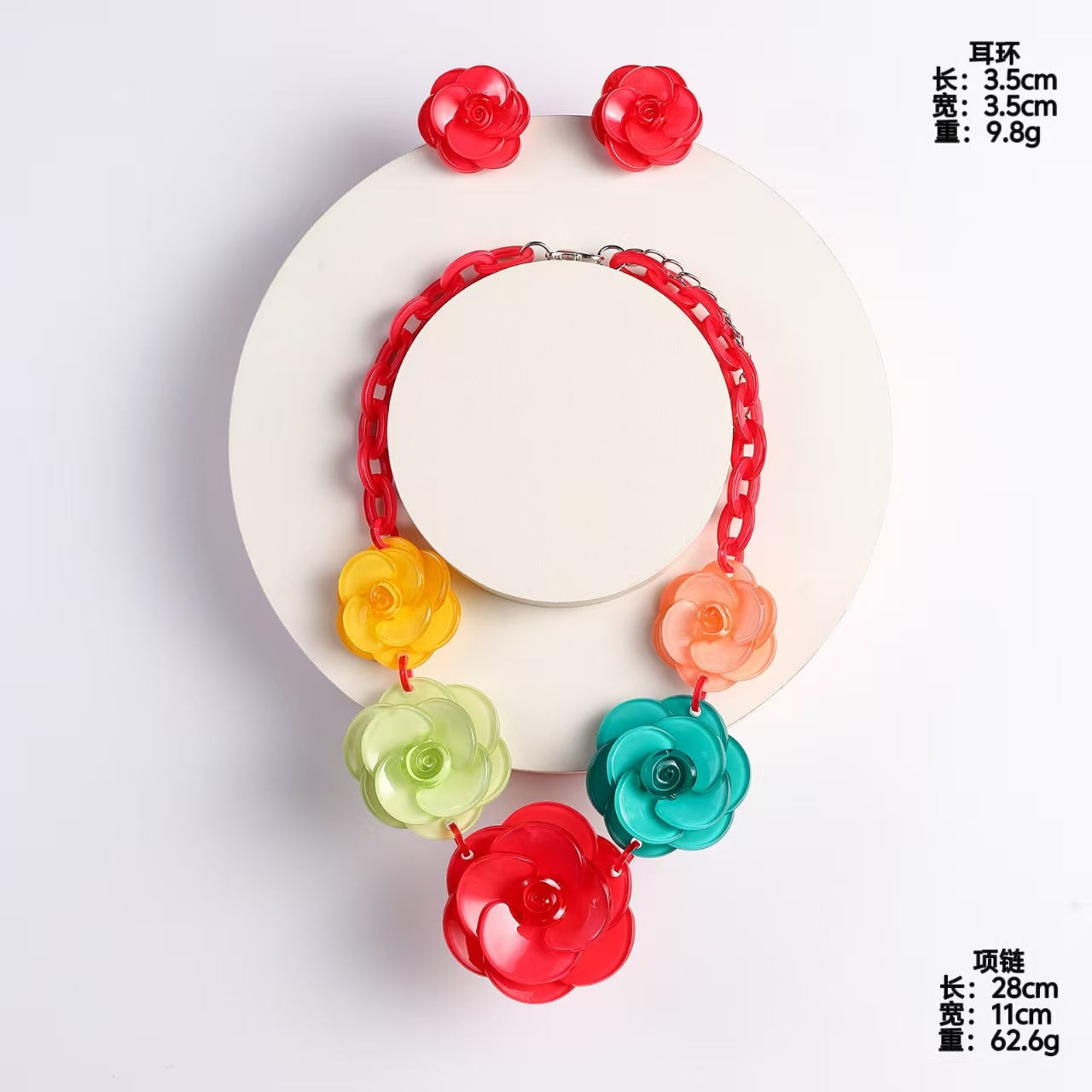Wholesale Acrylic Flower Necklace and Earring Set,  Creamy Sweet Style,  Fashion Accessory for Boutique Resale
