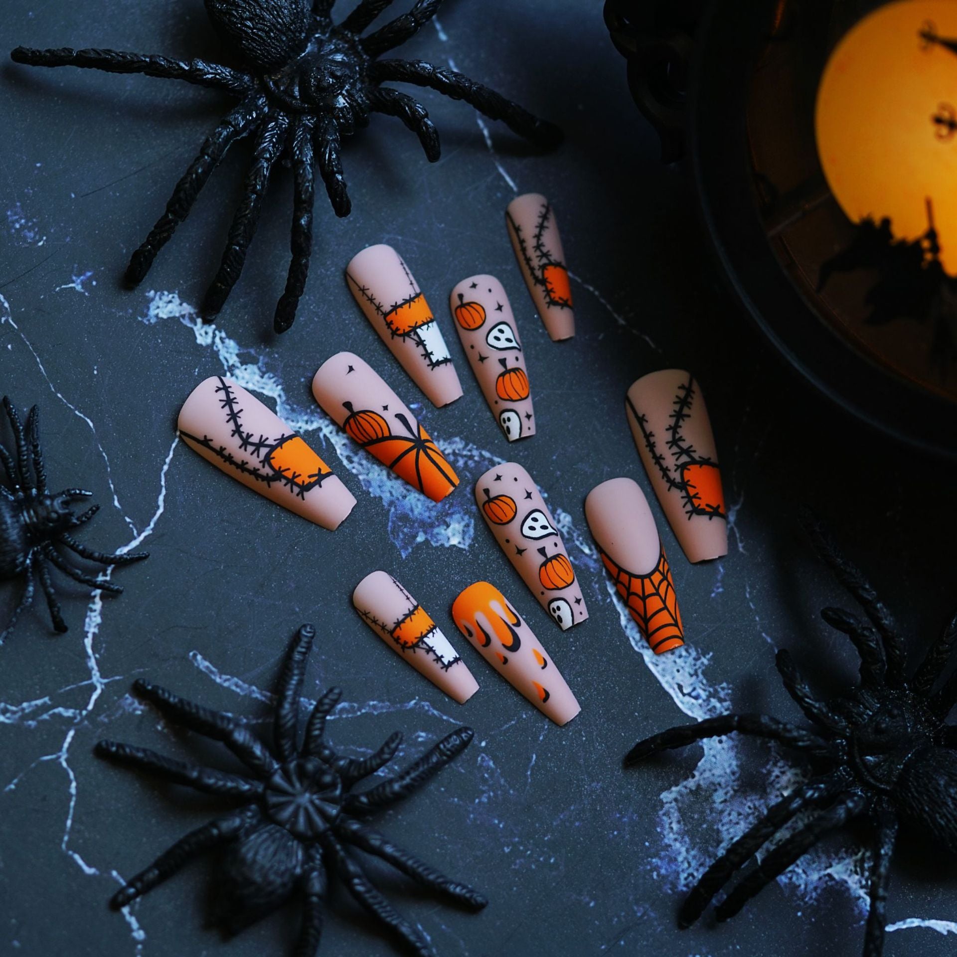 Wholesale 24 Pieces/ box  Ghost Pumpkin Nails Kits Nail Stickers