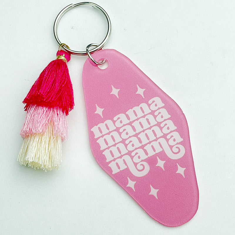 Wholesale 2pcs/pack Mother's Day Acrylic Keychain Nurse Mother Coffee Three-layer Colored Tassel Keychain ACC-KC-HY008