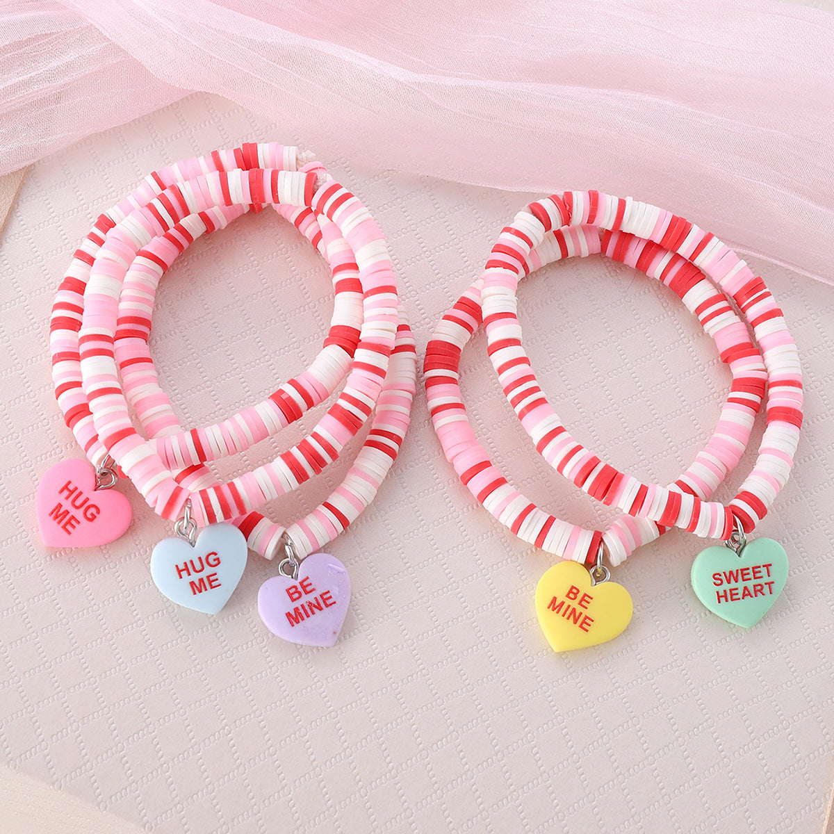 Wholesale Valentine's Day Love Pendant Soft Pottery Bracelet