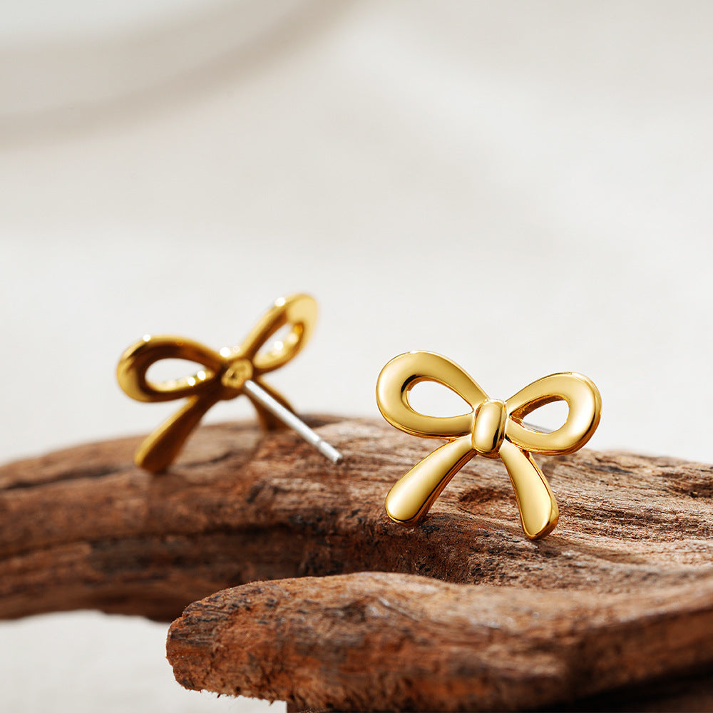 Wholesale 18K Bow Earrings Mini Ear Stud