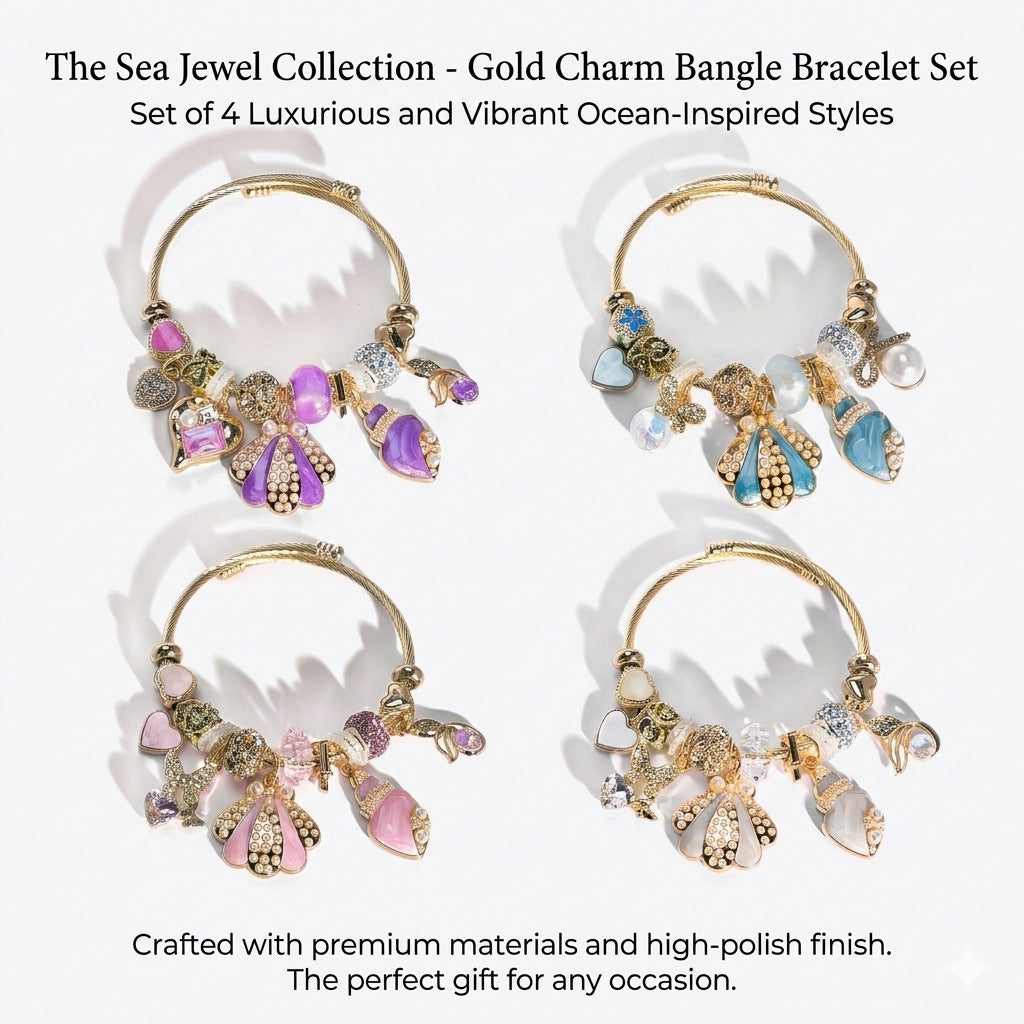 Wholesale Stylish Cartoon Marine Life Open Adjustable Bangle Bracelet Zinc Alloy Ocean Animal Charm Jewelry Accessory Boutique Resale Gift