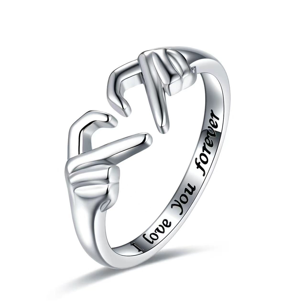 Wholesale Romantic Double Hand Heart Shape Ring Fashion Accessory Gift