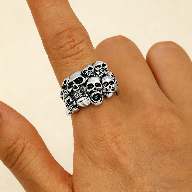 Wholesale Ancient Silver Gothic Skull Ring  Pirate Unisex Ring Fashion Jewelry Accessory