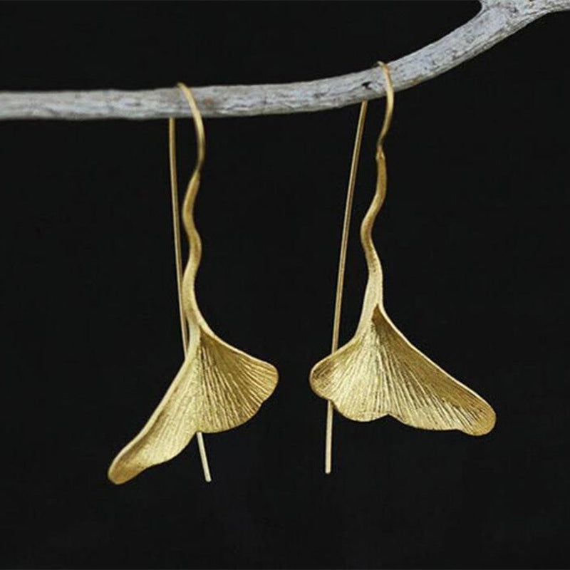 Wholesale  elegant ginkgo leaf fan ear hook earrings