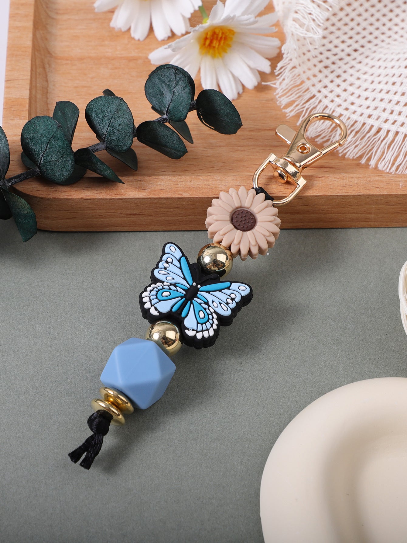 Wholesale Cartoon Colorful Butterfly Daisy Keychain ACC-KC-JiuYa007