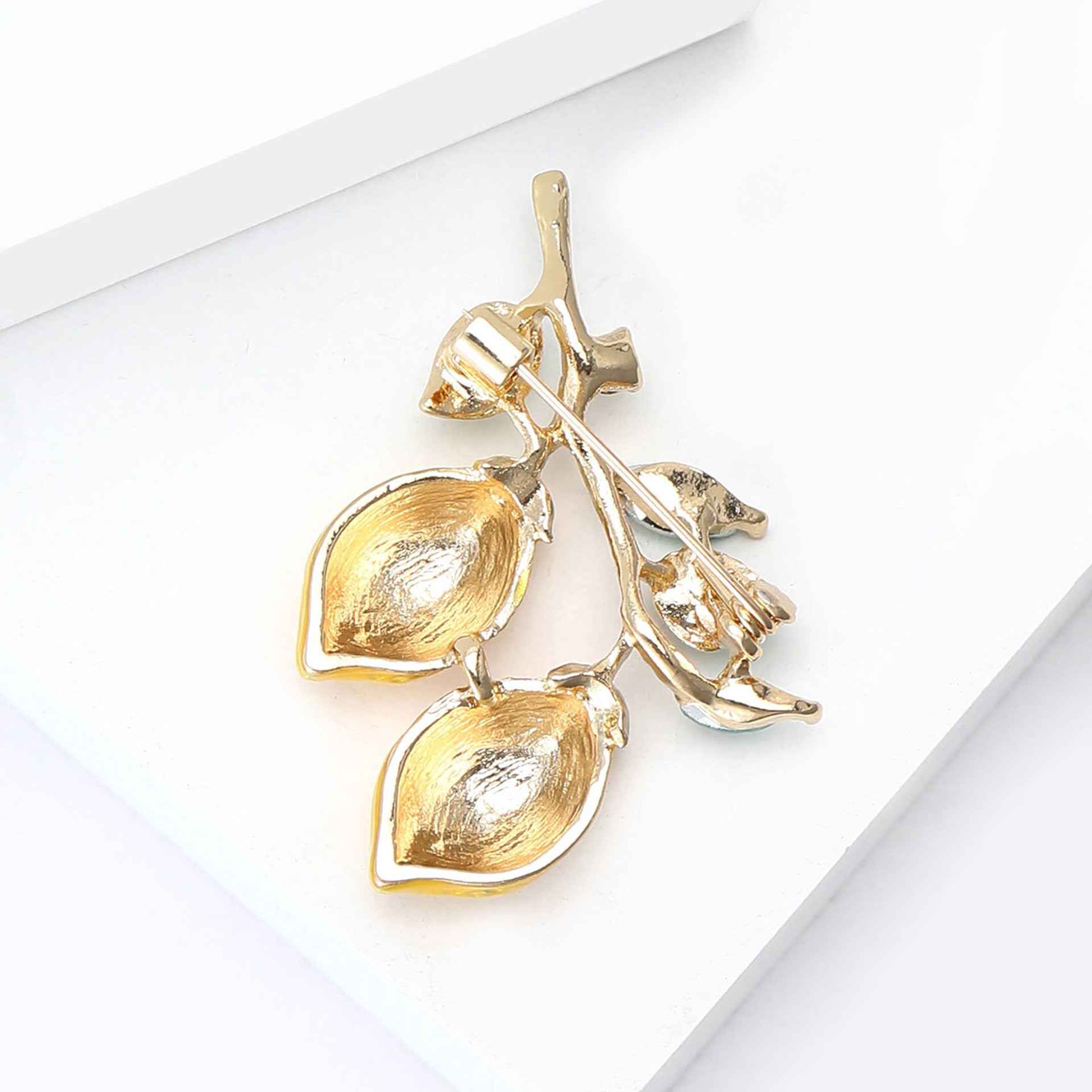 Wholesale Drip Oil Alloy Double Lemon Brooch Trendy Summer Women S Shirt Decorative Pin Everyday Jewelry Accessory