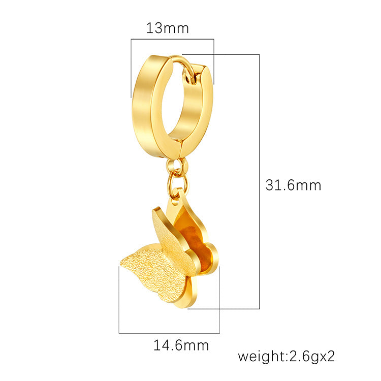 Wholesale Titanium Steel butterfly earrings