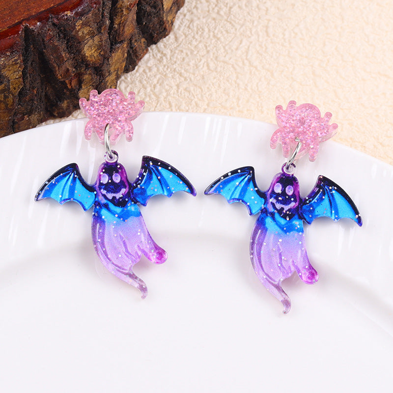 Wholesale  contrasting color cartoon ghost acrylic earrings