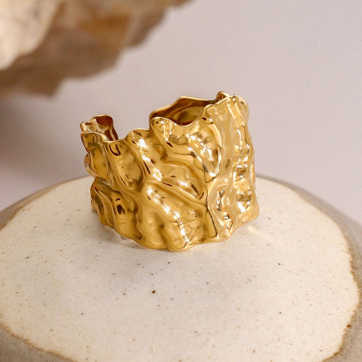 Wholesale Stainless Steel Exaggerated Opening Ring18k Gold Jewelry