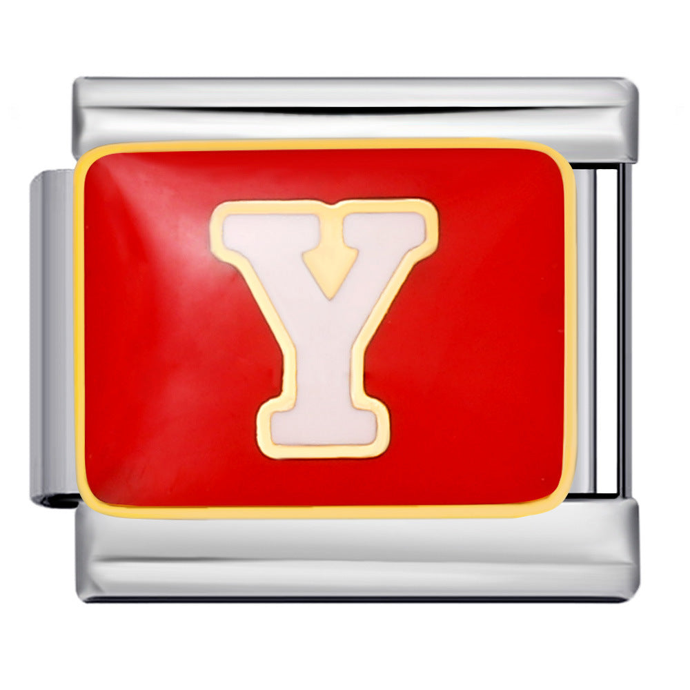 Wholesale Italian Charm Bracelet 9mm DIY Splicing Colored Letters Series Stainless Steel Composable Bracelet