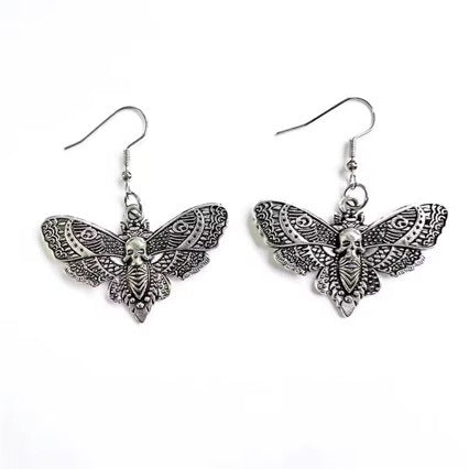 Wholesale Gothic Skull Moth Earrings Zinc Alloy Cartoon Drop Earrings  Party Fashion Accessory