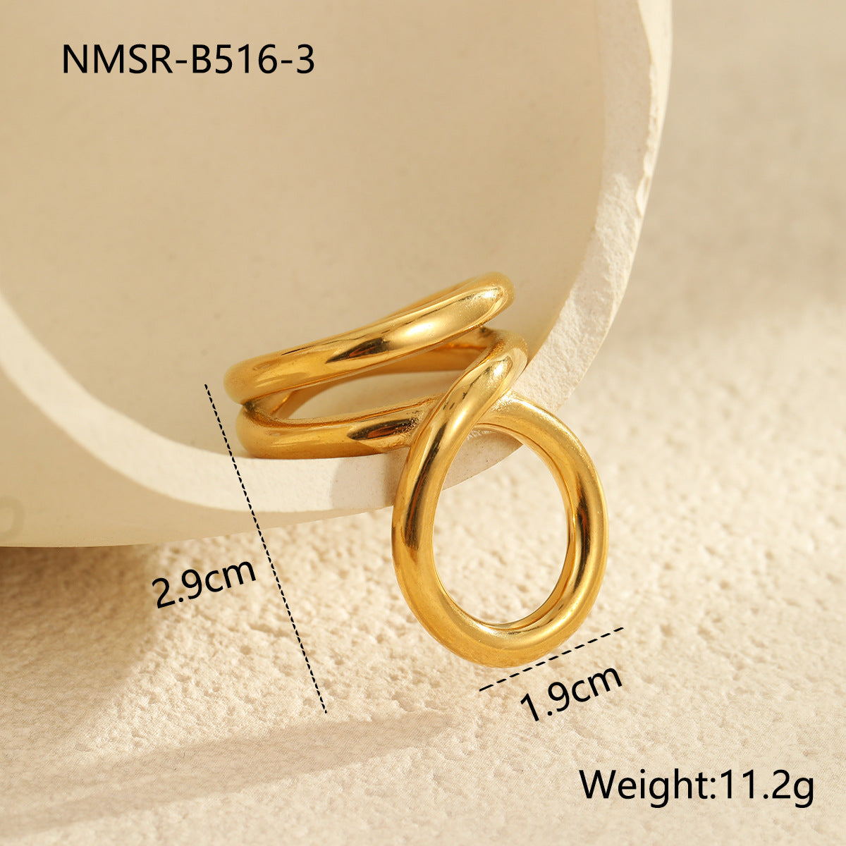 Wholesale Geometric Lines Metal Sense Stainless Steel Ring