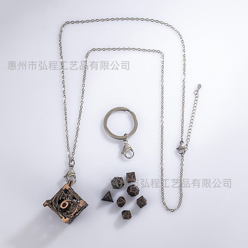 Wholesale Mini Metal Hollow Dice Pendant Set Necklaces ACC-NE-HongC001