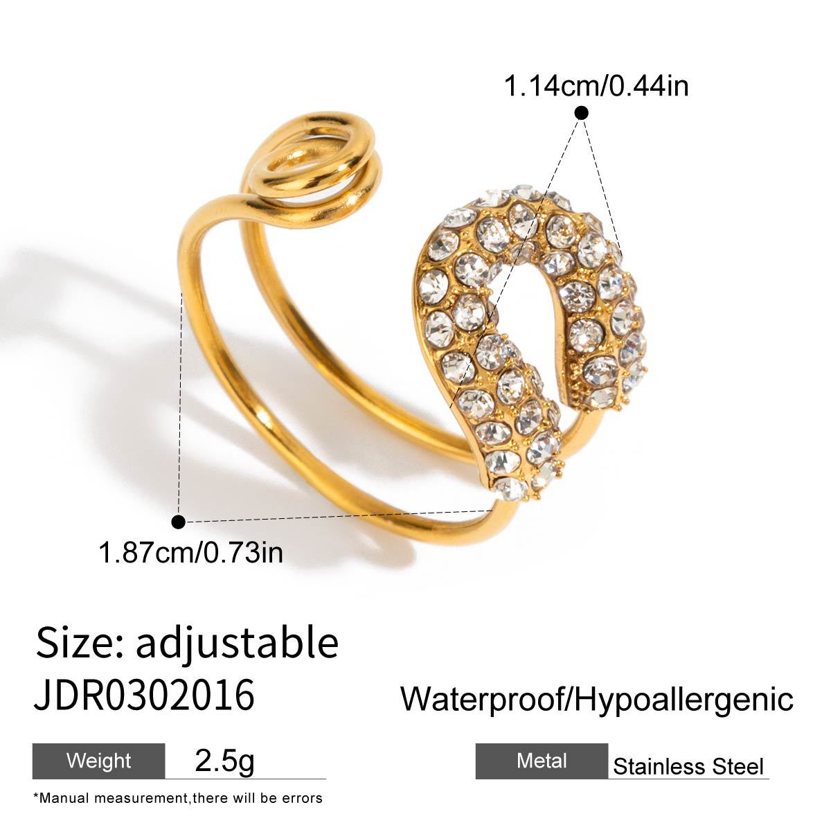 Wholesale 18K Gold Stainless Steel Zircon Ring