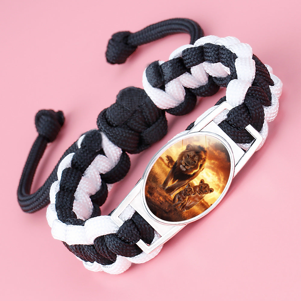 Wholesale Braided animal lion adjustable bracelet