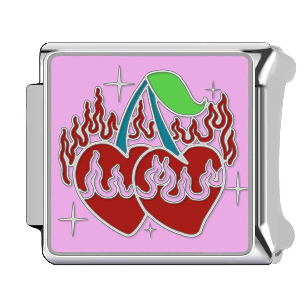 Wholesale Italian Charm Bracelet 9mm DIY Cherry Cute   Creative Stainless Steel Composable Bracelet