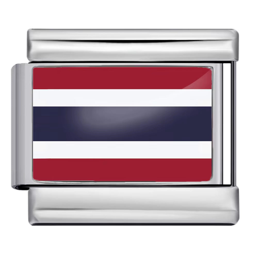 Wholesale Italian Charm Bracelet 9mm DIY Splicing Removable World Flags Stainless Steel Composable Bracelet