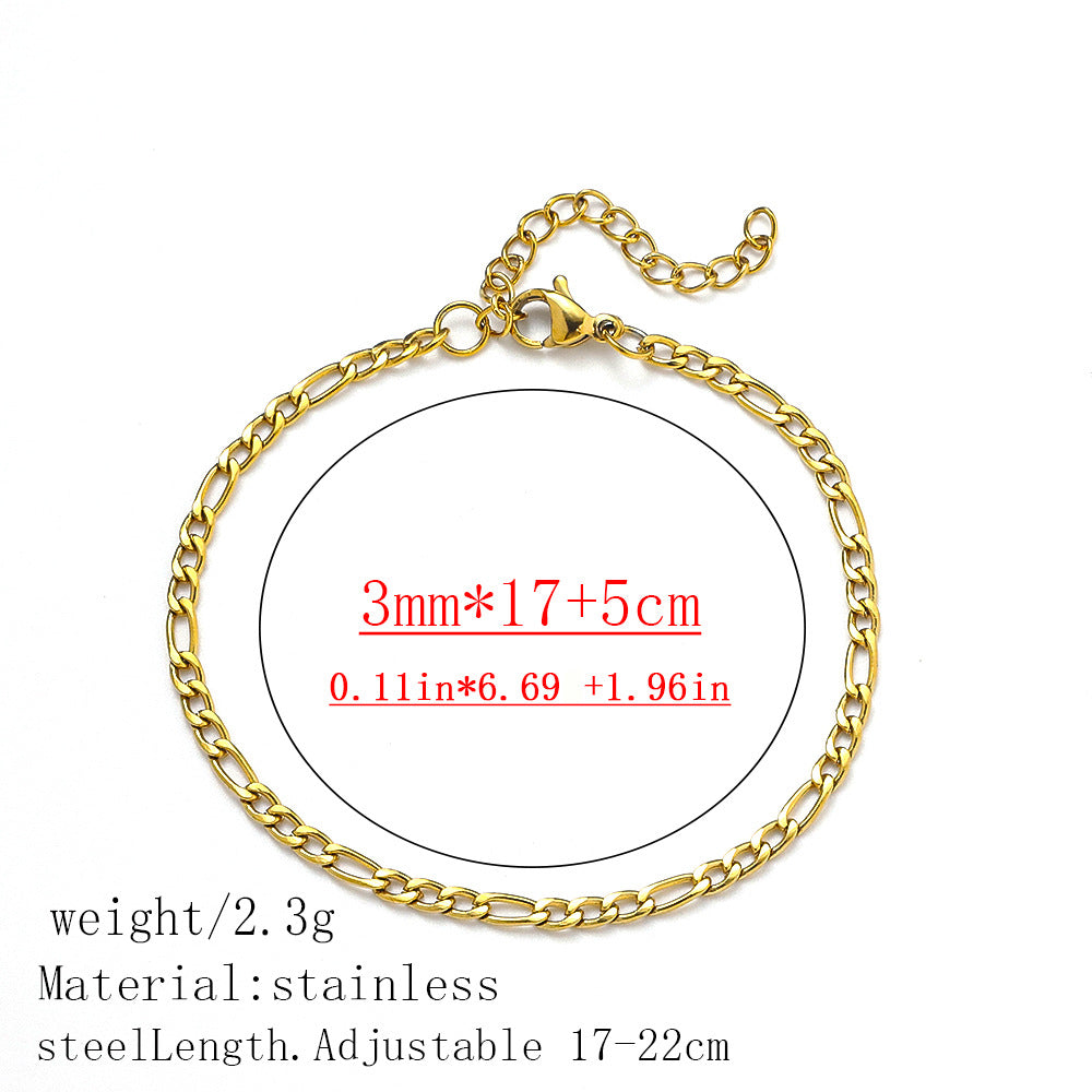 Wholesale Cross-Border Hot-Selling Stainless Steel Gold Bracelet for Women,  Plated with 18K Real Gold,  Fashionable and Versatile Bracelet,  Wholesale Titanium Steel Bracelet