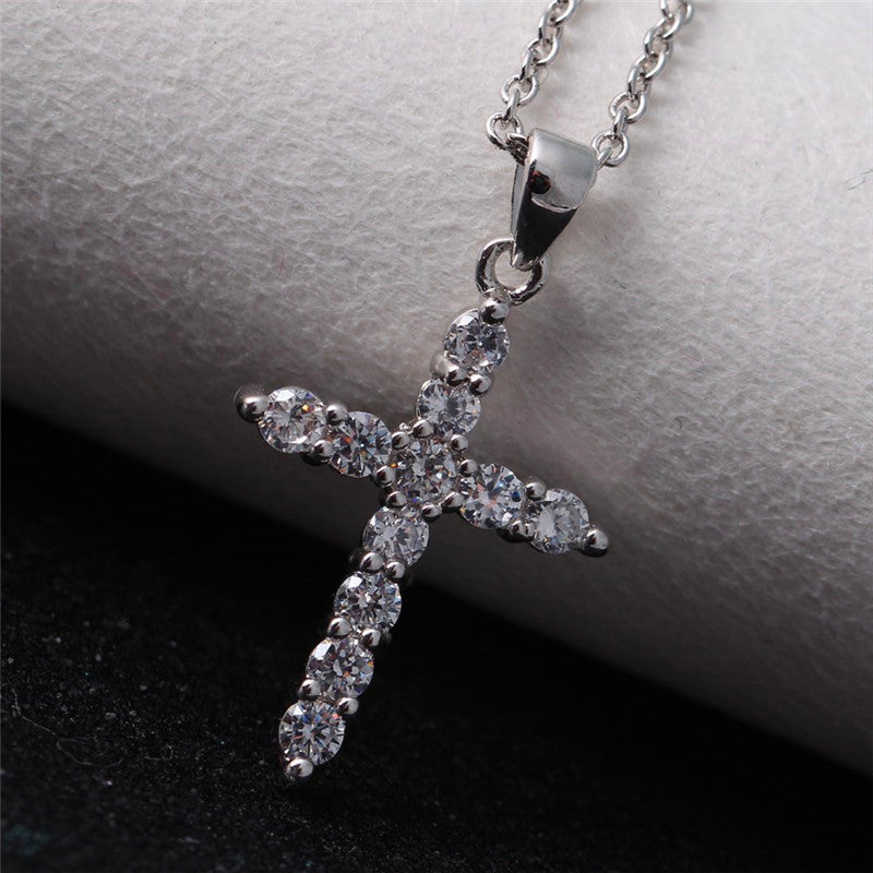 Wholesale  zircon cross pendant Cuban chain Necklaces