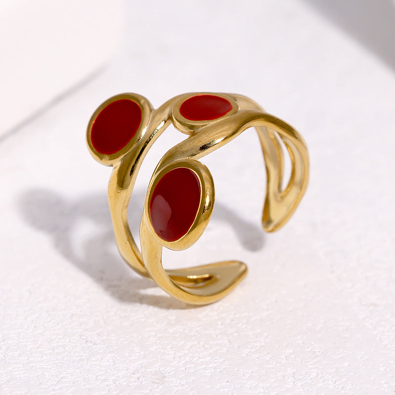 Wholesale Gold Plated Stainless Steel Open Ring Irregular Twisted Design Artistic Jewelry For Women Fashion Accessory Gift
