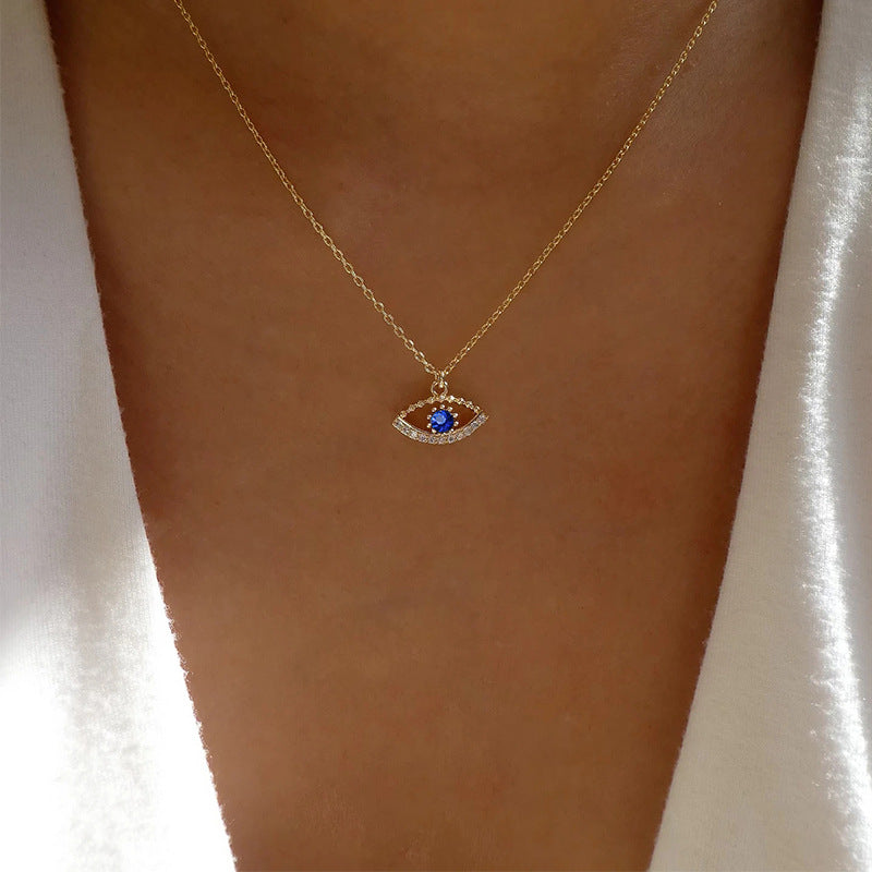 Wholesale Evil Eye Pendant Necklace For Women Purple Alloy Long Sweater Chain Chic Jewelry Gift