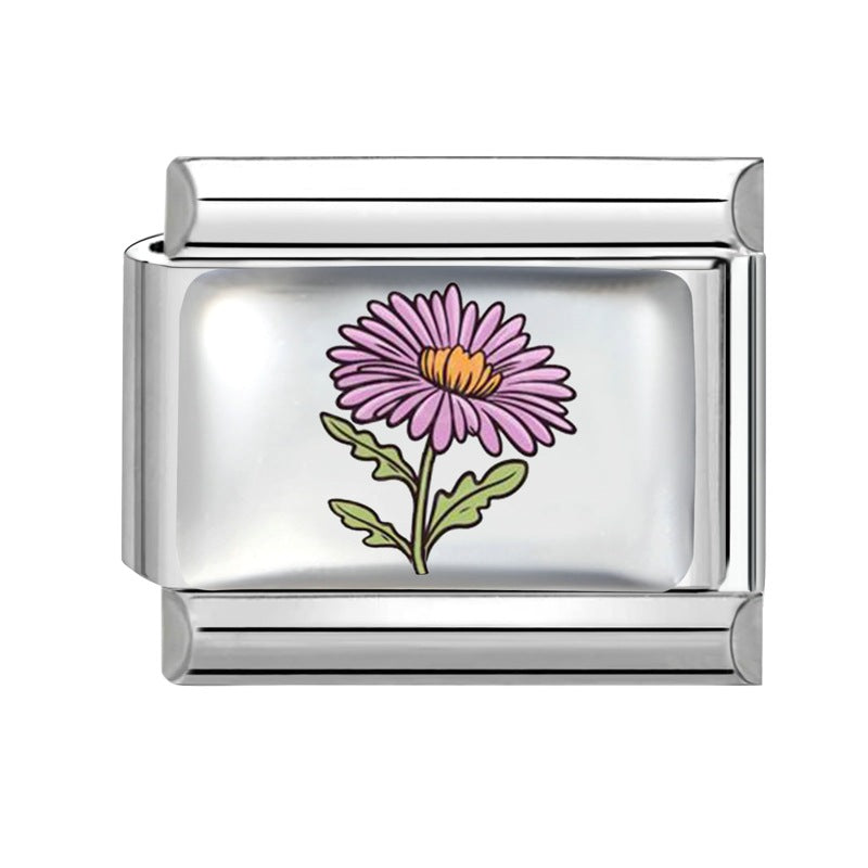 Wholesale Stainless Steel Electroplated DIY Bracelet Charm Month Flower Module for Everyday Wear Jewelry Accessory