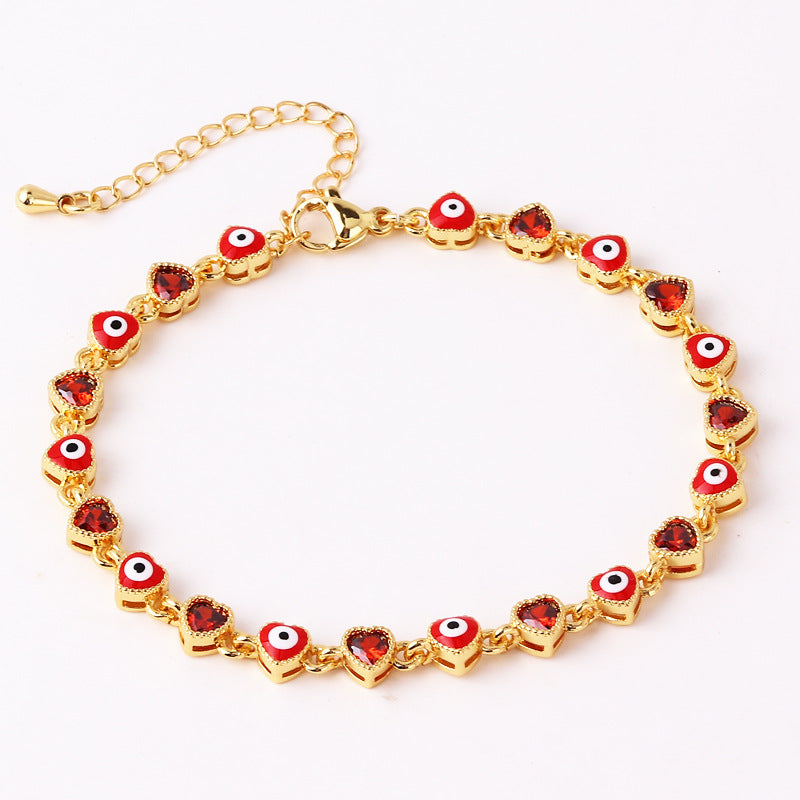Wholesale Zircon Heart Devil Eyes Adjustable Bracelet Zircon Bracelets ACC-BT-Ruib001