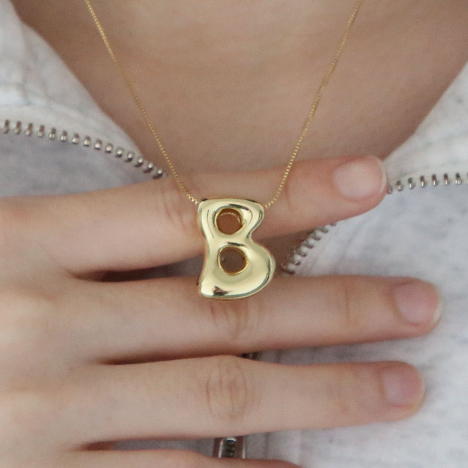 Wholesale 18K Brass Glossy Balloon Bubble 26 Letter Pendant Necklaces ACC-NE-BaiYi001