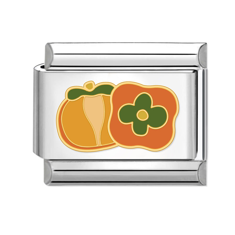 Wholesale Italian Charm Bracelet 9mm DIY Splicing Fruits and Vegetables Stainless Steel Composable Bracelet