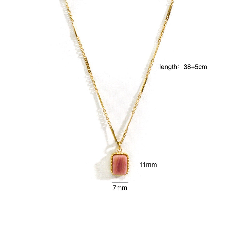 Wholesale 316L Titanium Steel Light Luxury Necklace Natural Stone Shell Fashion 14K Gold Necklace