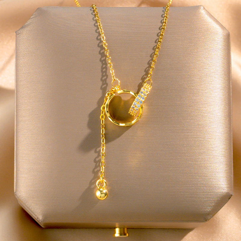 Wholesale Titanium Steel Zircon Clavicle Chain Necklace Korean Style Jewelry Accessory
