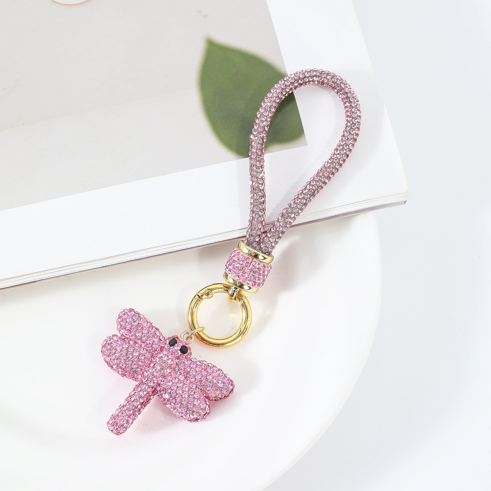 Wholesale ceramic rhinestone-encrusted keychain