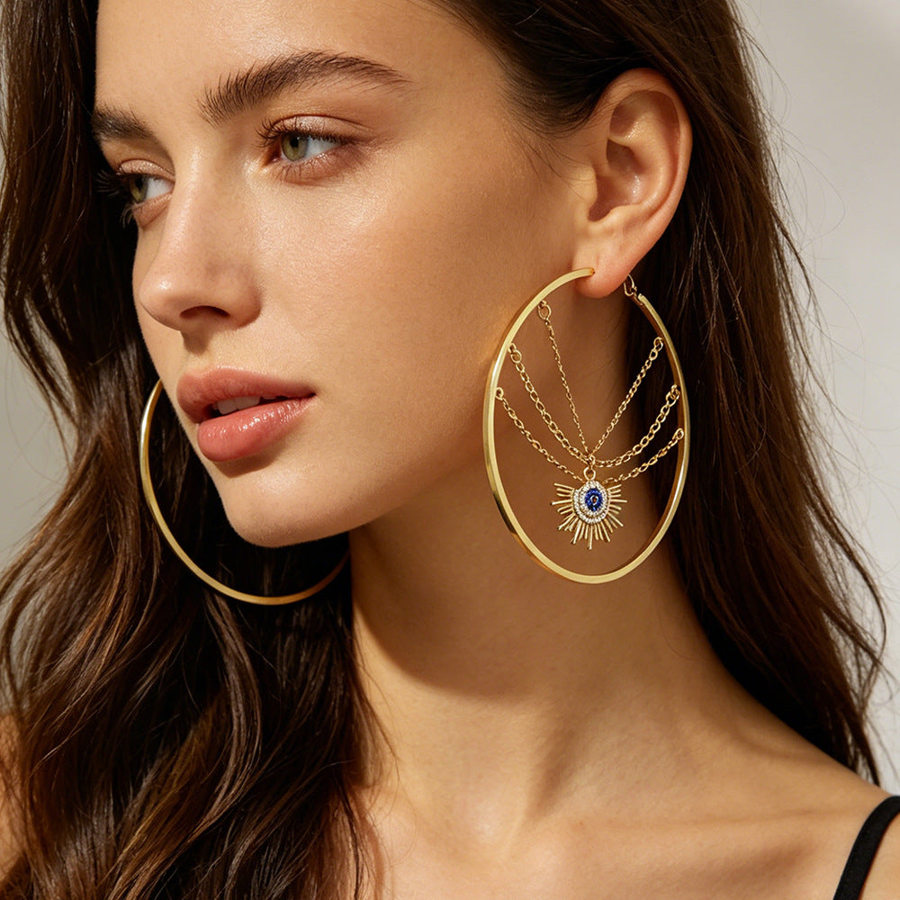 Wholesale Evil Eye Star Hoop Earrings - Fashion Jewelry for Boutique Resale