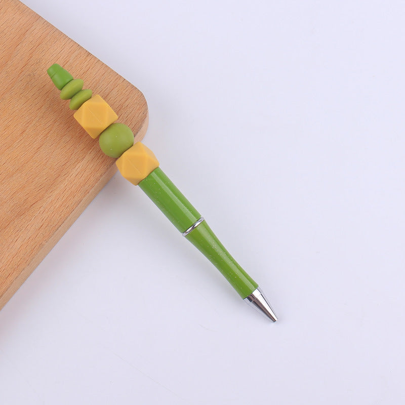 Wholesale  beaded pen creative DIY silicone beads contrast color beaded pen