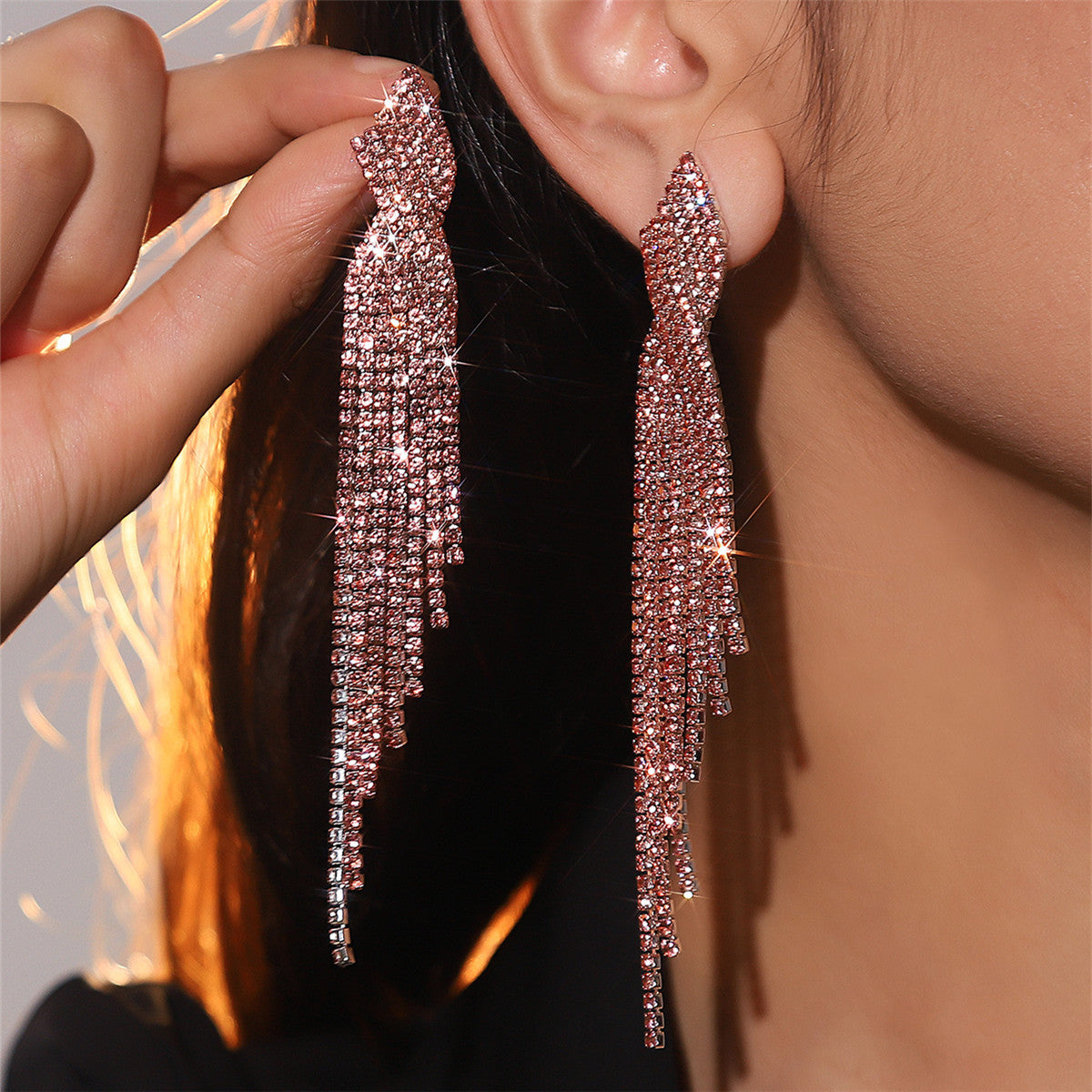 Wholesale  Full Diamond Long Tassel Earrings  Fashion Ear Jewelry earrings