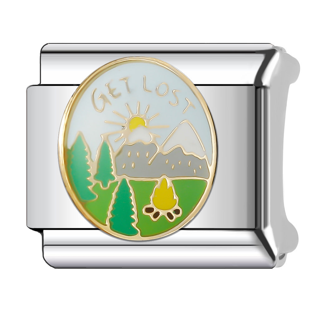 Wholesale Italian Charm Bracelet 9mm DIY Splicing Holiday Scenery Stainless Steel Composable Bracelet