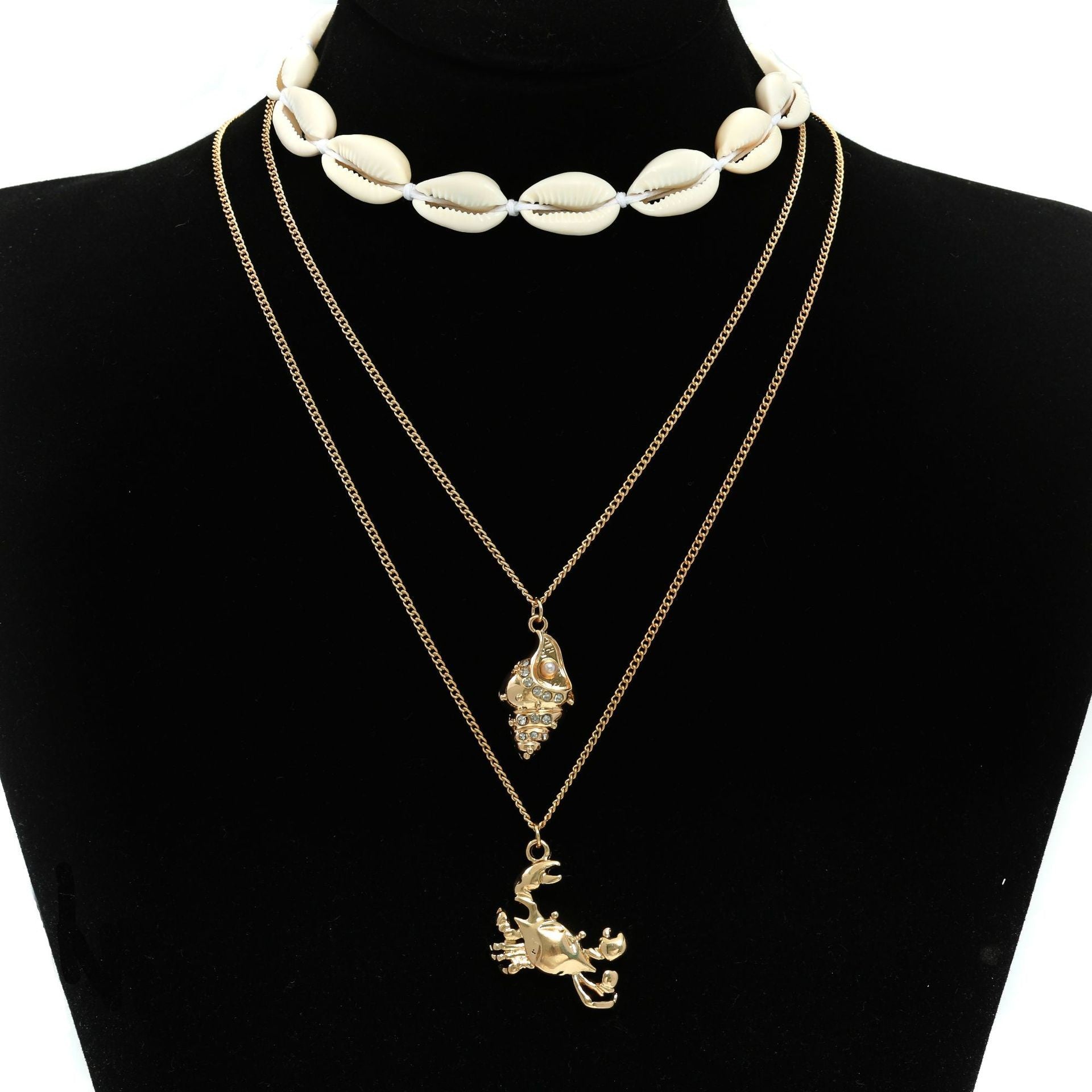 Wholesale  Summer Beach Vacation Crab Conch Shell Women's Jewelry Set 3 Necklaces