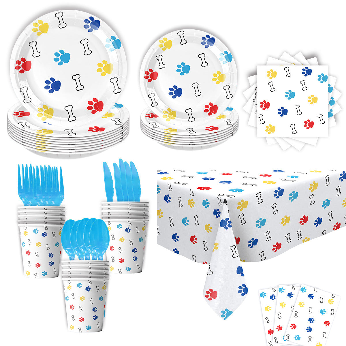 Wholesale Dog Paw Paper Plate Party Supplies Tableware Decoration Paper Set