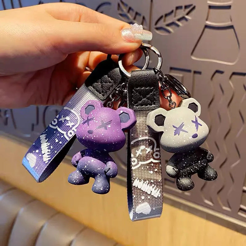 Wholesale Silicone Cartoon Bear Keychain Gradient Design Car Key Accessory Gift