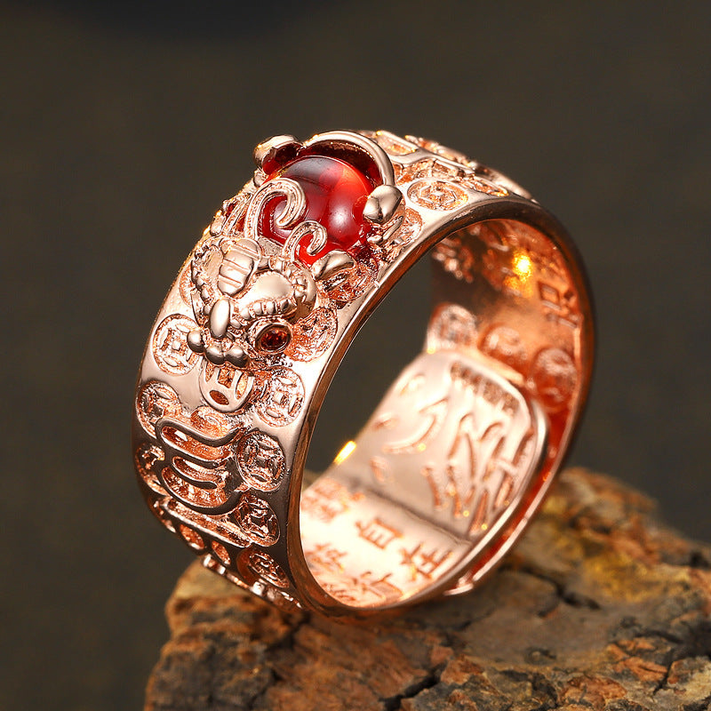 Wholesale Pi Xiu Heart Sutra Six-Character Mantra Ring