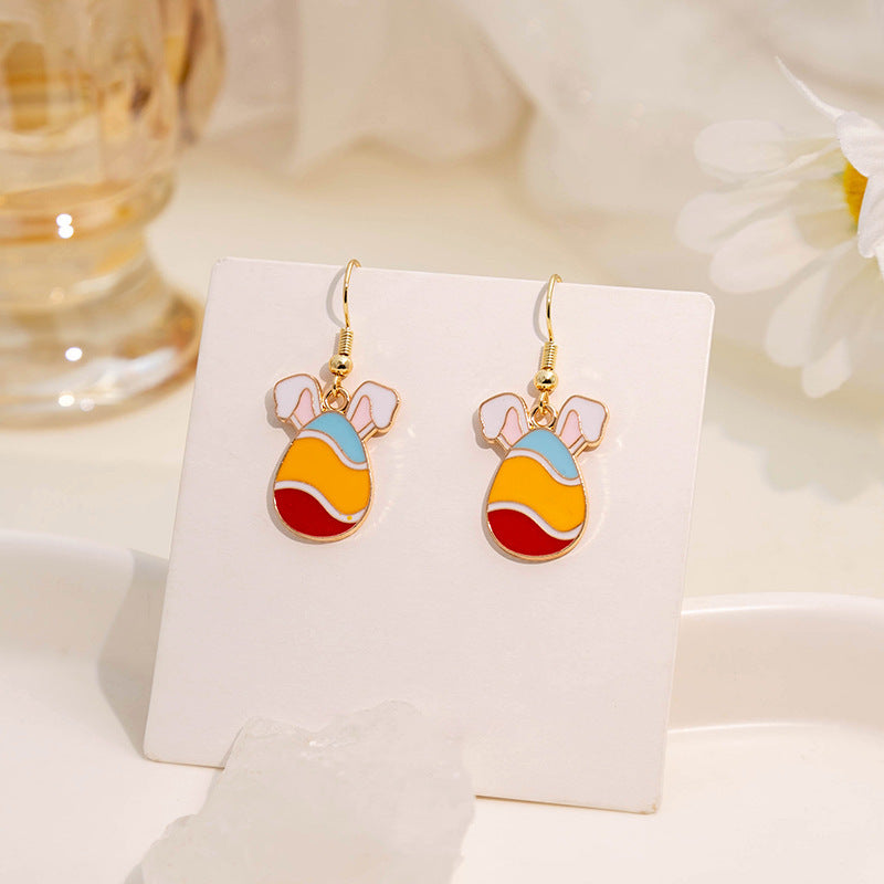 Wholesale Easter Egg Cartoon Oil Drop Earrings