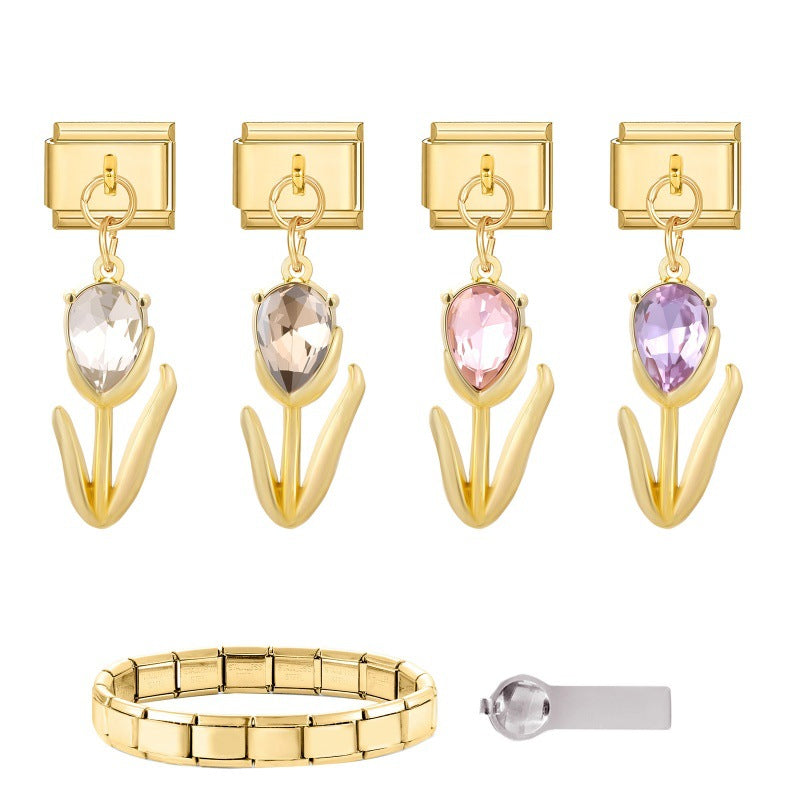 Wholesale Italian Charm Bracelet 9mm DIY Fine Glitter   Creative Stainless Steel Composable Bracelet