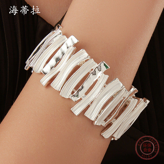 Wholesale  creative irregular geometric oil dripping environmental protection alloy elastic bracelet