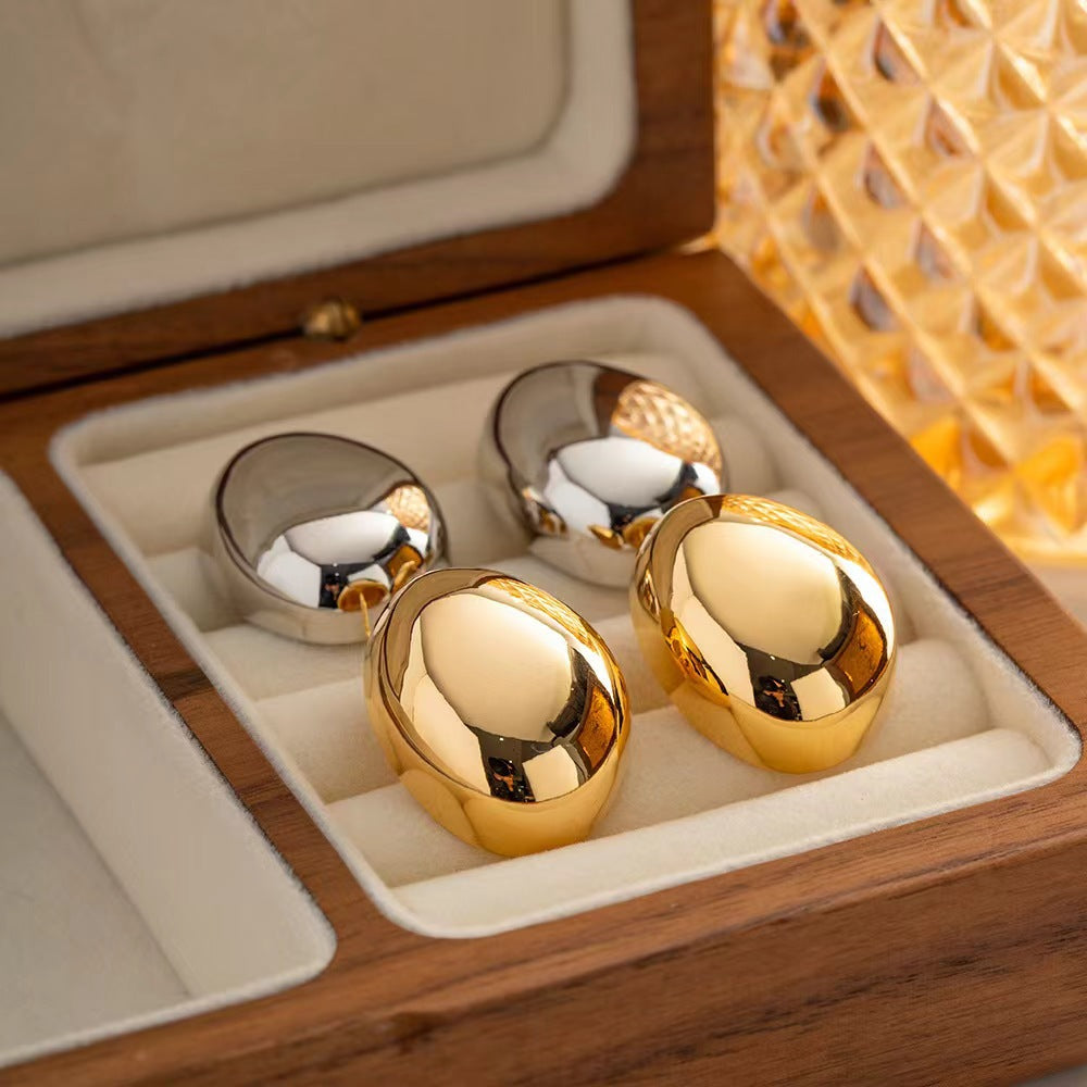 Wholesale Geometric Oval Polished Earrings