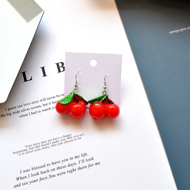 Wholesale Red Cherry Fruit Earrings ACC-ES-XN039