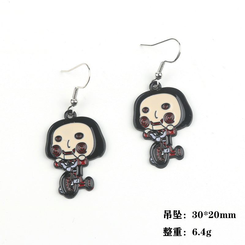 Wholesale Halloween Horror Cartoon Movie Black Plated Pendant Earrings ACC-ES-Fuyu001