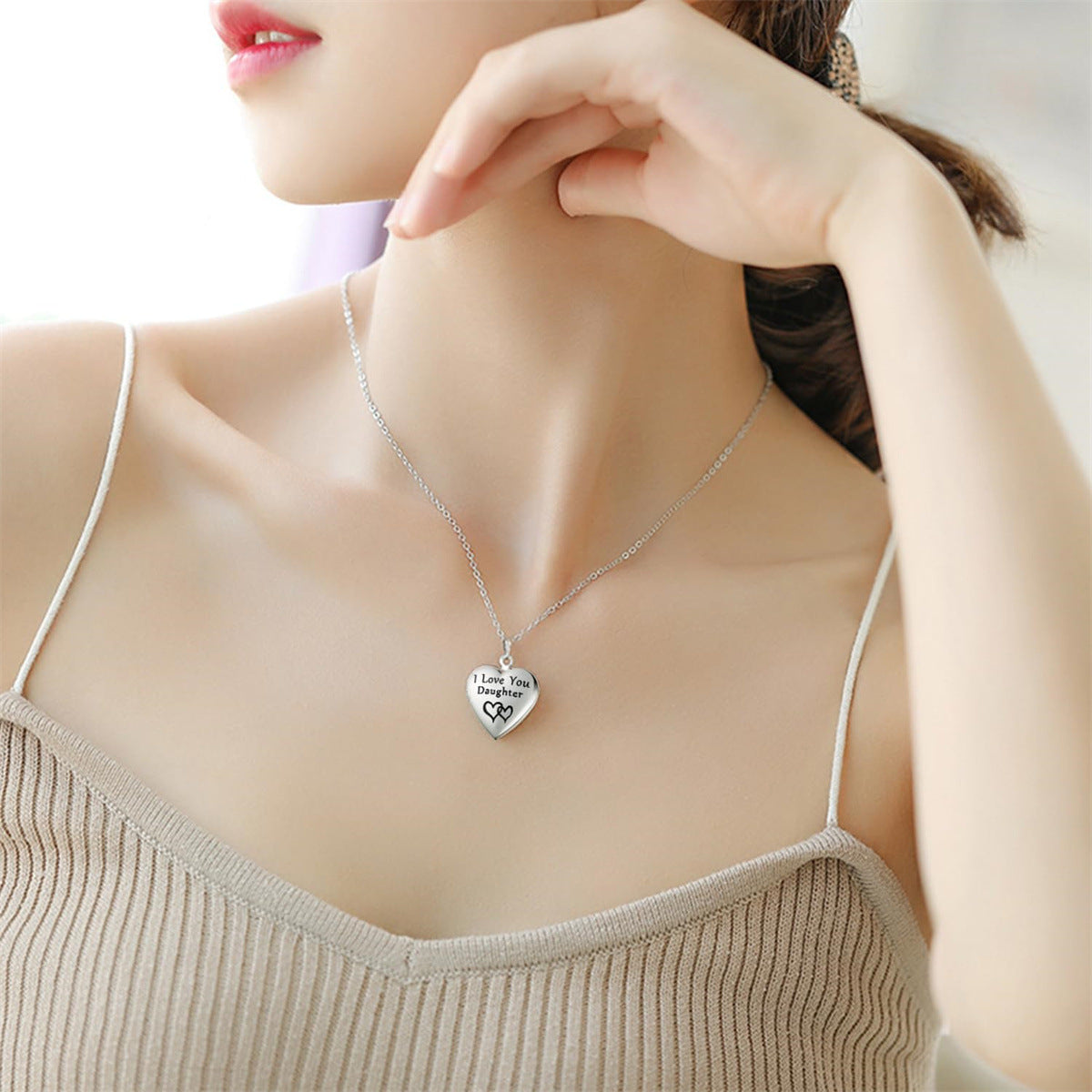 Collana apribile all'ingrosso in acciaio inossidabile con scatola per foto d'amore in argento