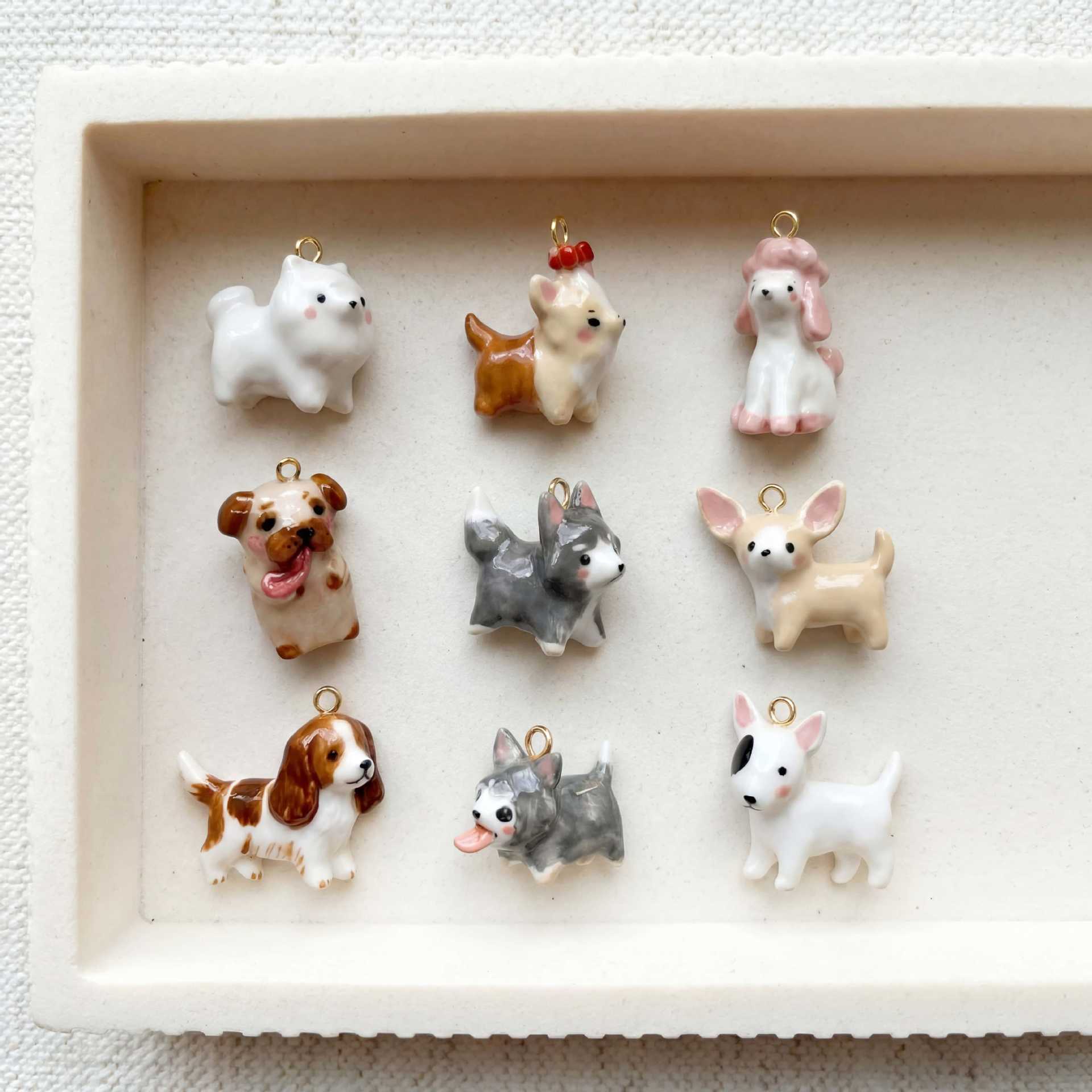 Wholesale Copper Electroplated Cute White Dog Cartoon Pendant Jewelry Accessory Gift